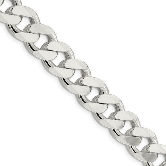 Men's 13mm Sterling Silver Solid Curb Chain Necklace 24 Inch